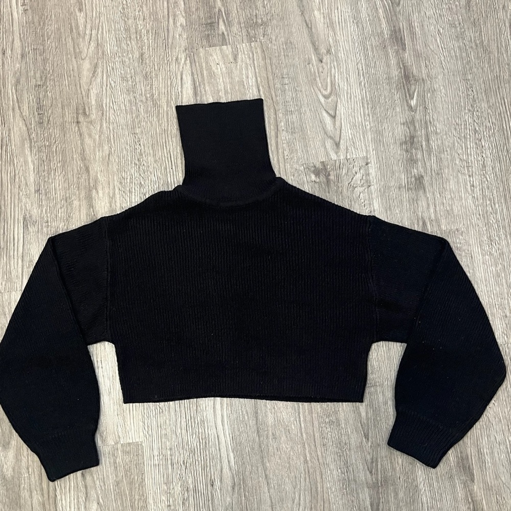 H&M black turtleneck cropped sweater.